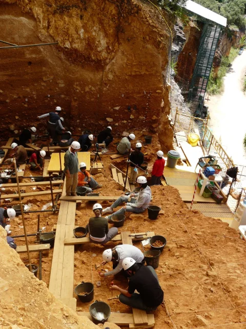 Arqueólogos y paleontólogos trabajando
