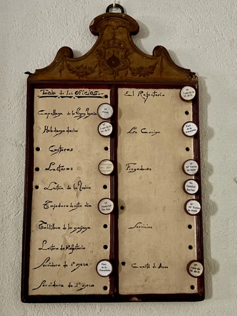 Tablón de oficios (tabla de servicios semanal)
