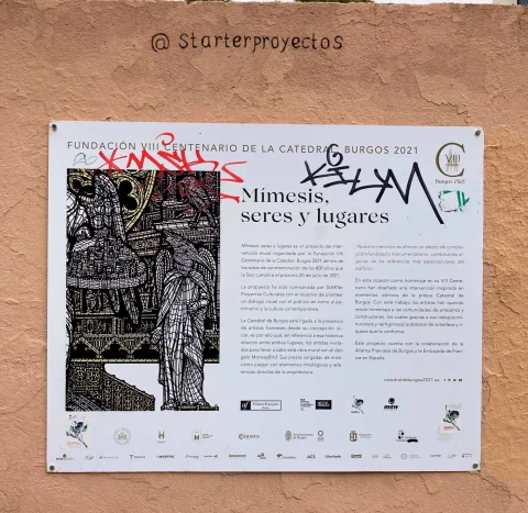 Cartel explicativo del proyecto mural "Mímesis, seres y lugares"