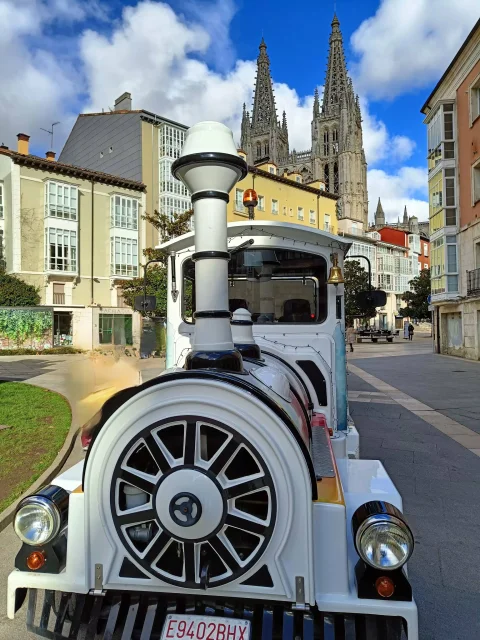 Vista frontal de la locomotora del tren turístico