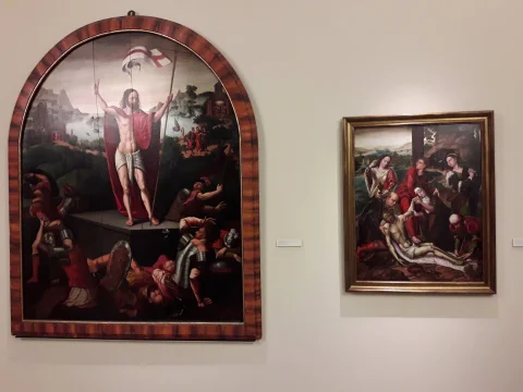 Pinturas al óleo sobre tabla de la Resurrección de Cristo y el Santo Entierro o Llanto sobre Cristo muerto