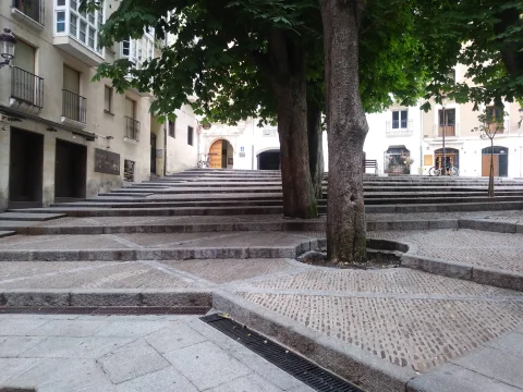 Graderío y arbolado en la Plaza de los Castaños