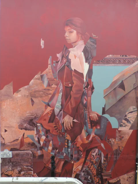 Mural contemporáneo Carmen terminado por Telmo Miel en Calle Hospital de los Ciegos