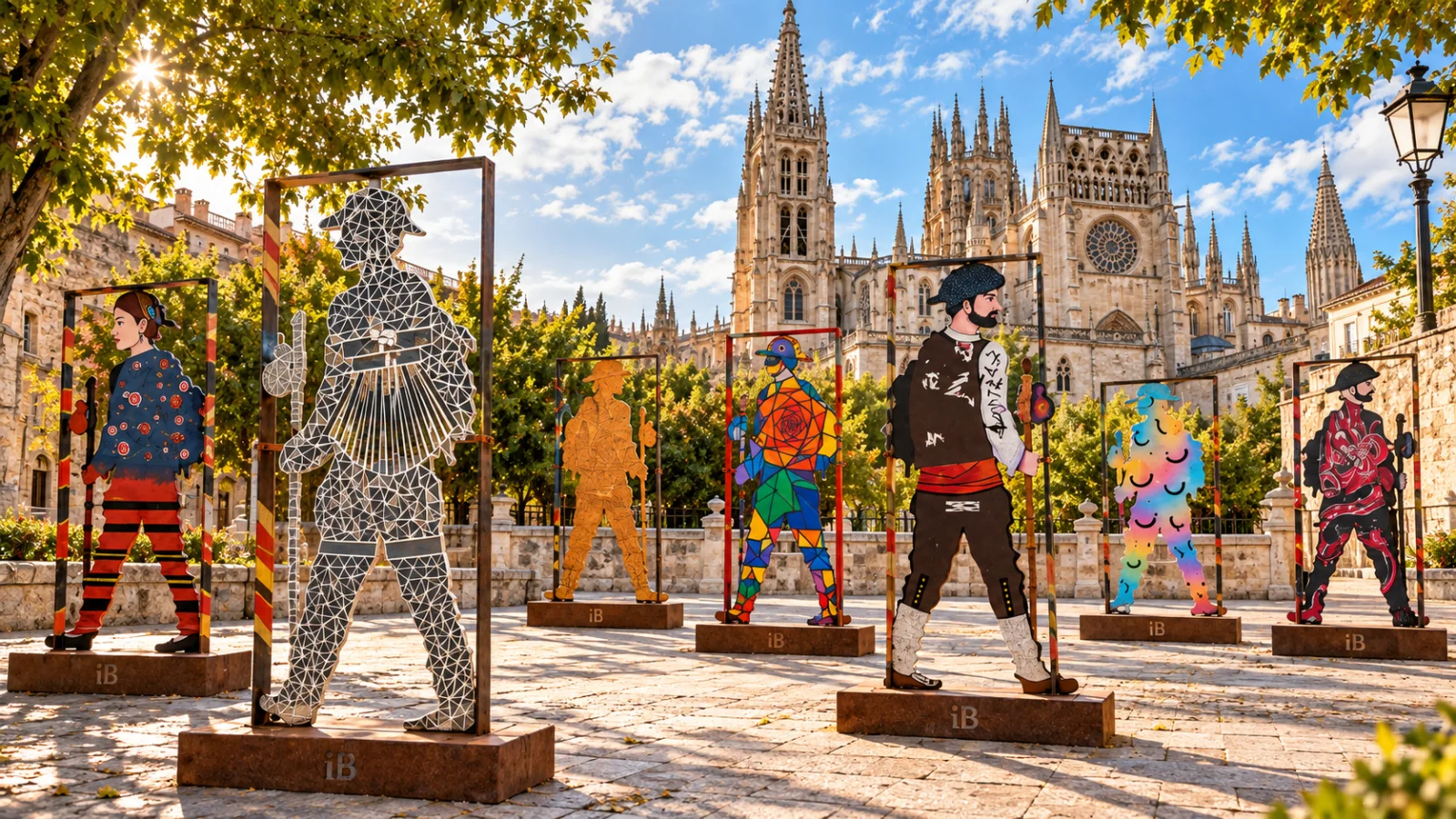 Siluetas de peregrinos del Camino de Santiago