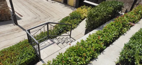 Jardineras escalonadas y rampa en la Calle Hospital de los Ciegos