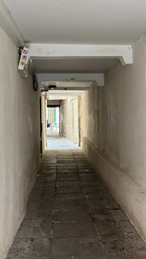 Encuadre del escondido pasadizo peatonal Pasaje de la Flora