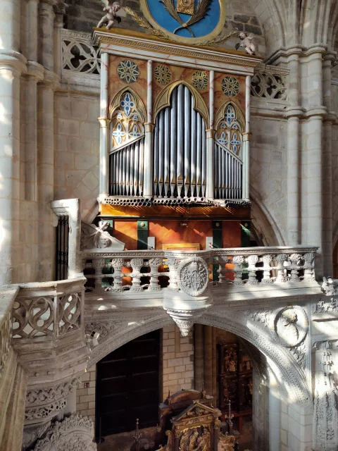 Órgano de tubos y coro plateresco de San Esteban de Burgos