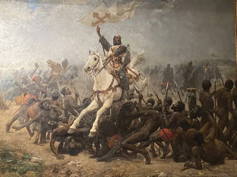 Lienzo de las Navas de Tolosa de Marceliano Santa María en el Monasterio de San Juan de Burgos