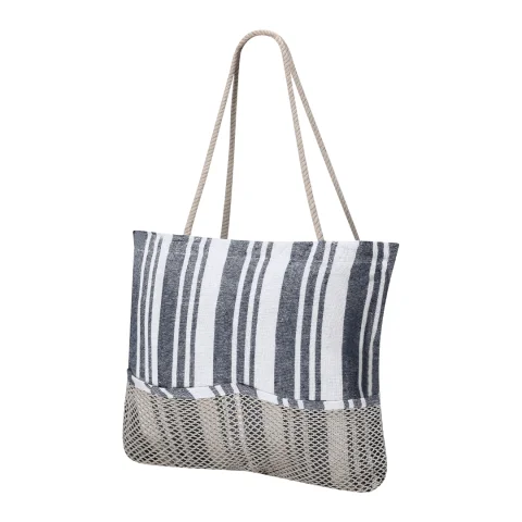 Bolsa de Playa Publicitaria a Rayas con Bolsillo Inferior de Rejilla