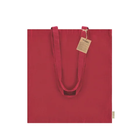 Bolsa Tote Bag Roja de Algodón Reciclado con Asas Largas para PublicidadVaso Térmico de Acero Inoxidable Reciclado Gris con C