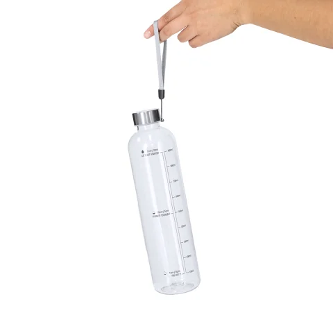 Botella Promocional Transparente de 1 Litro con Marcador de Hidratación
