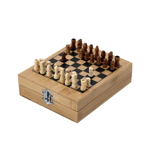 Juego de Ajedrez de Bambú Plegable en Caja de Madera Personalizable