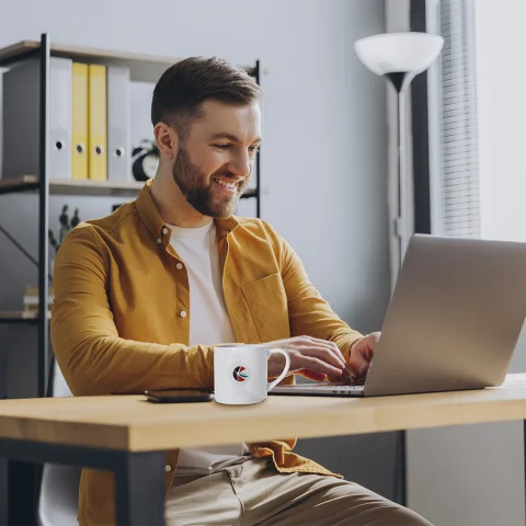 Taza Cerámica de Escritorio Personalizada con Logotipo de Empresa