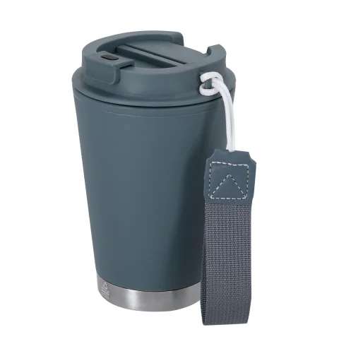 Vaso Térmico de Acero Inoxidable Reciclado Gris con Correa