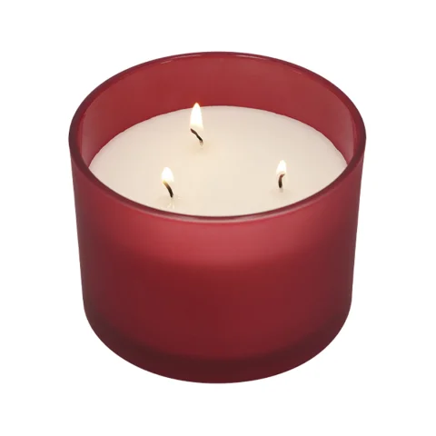 Vela Aromática Personalizable en Vaso de Cristal Rojo de 3 Mechas