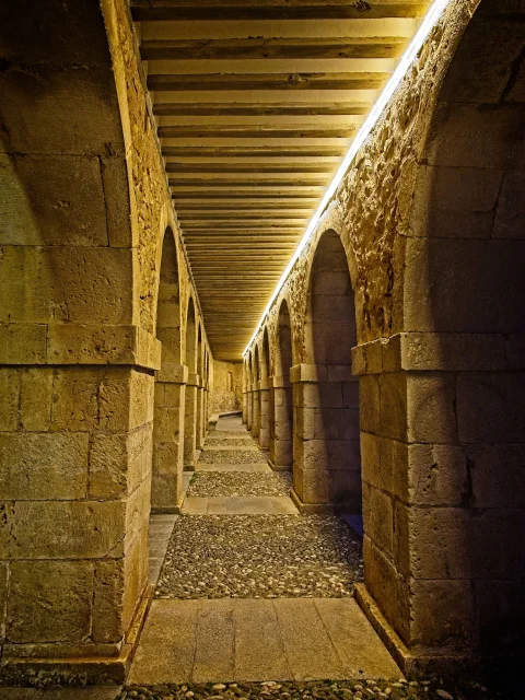 Arcos iluminados de noche